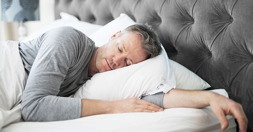 Man getting a good night's sleep from hot tub usage